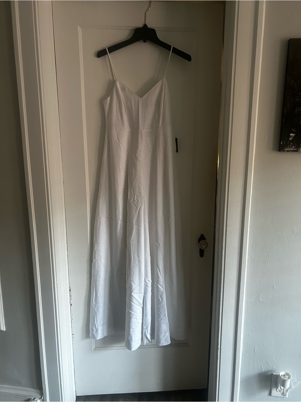 Express White V-Neck Linen Maxi Dress
